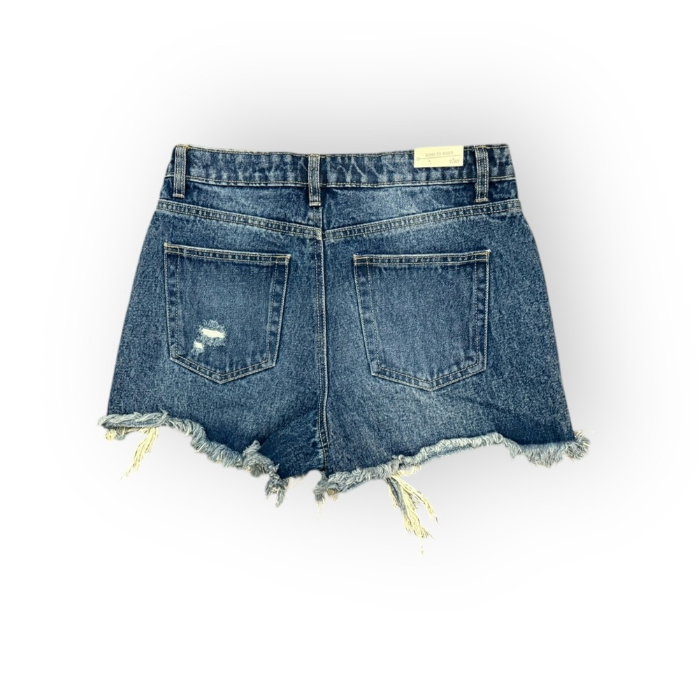 NWT ban.jara Women’s Super High Rise Loose Fit Denim Shorts Size 7/27 Distressed - Picture 6 of 8